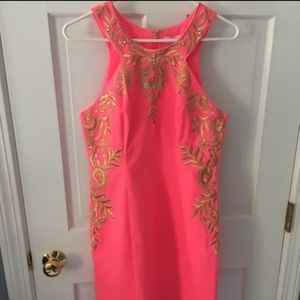 Lilly Pulitzer pink and gold embellished dress Size 2